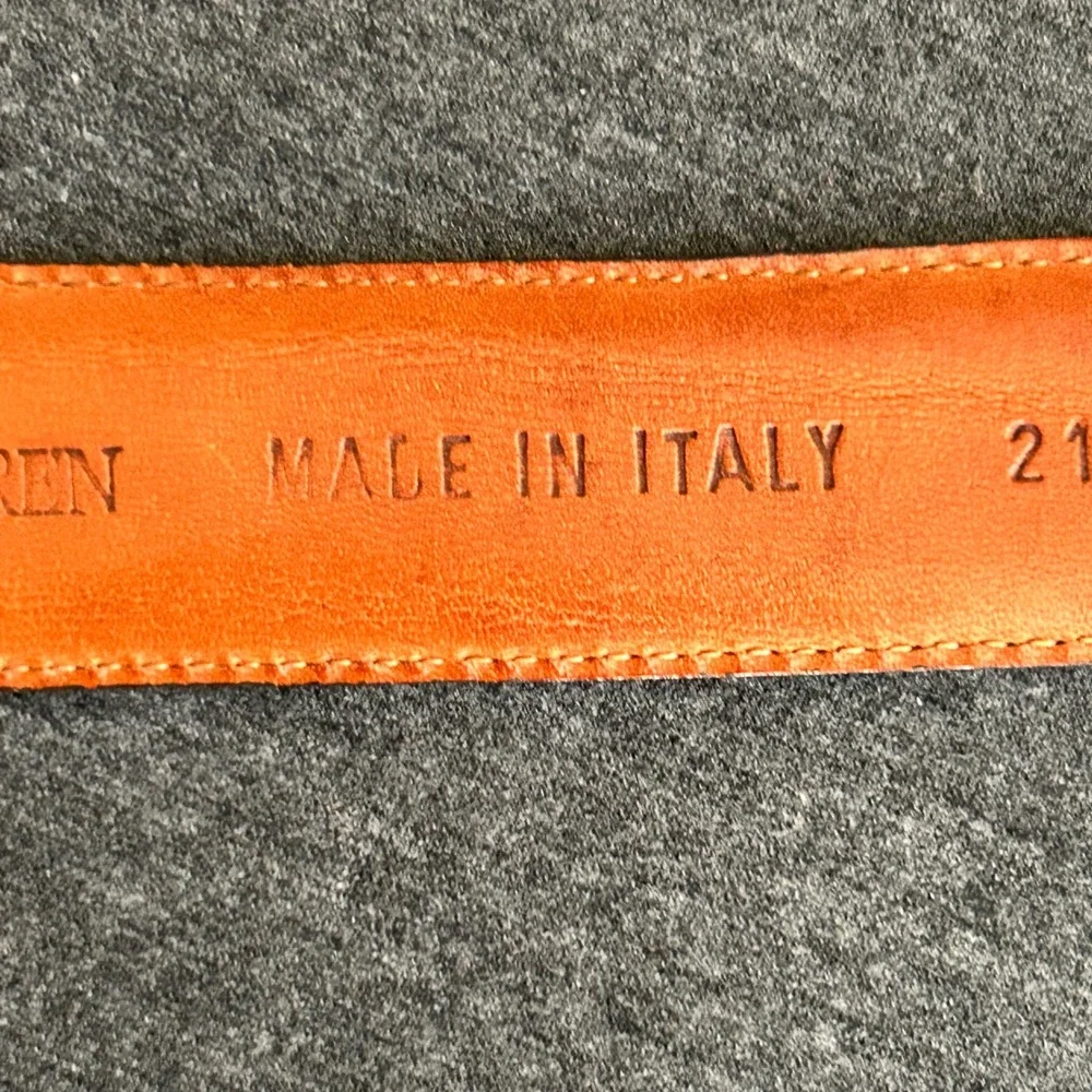 Polo Ralph Lauren Leather Belt Men's Size 38 Brown Made in Italy Silver Buckle